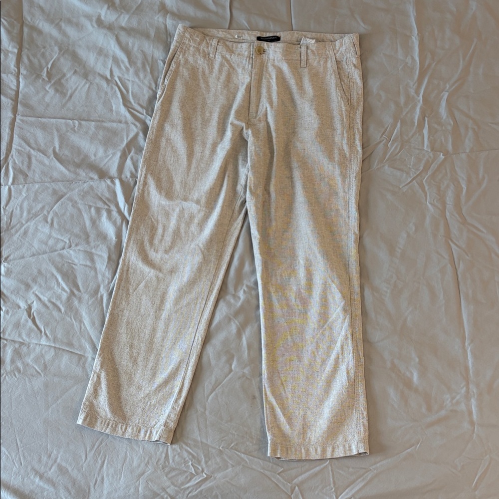Banana Republic Men’s Linen Blend Wide Leg Pants 34x30 Beige Summer Resort